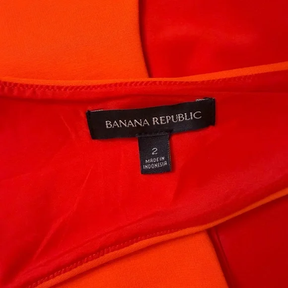 Banana Republic Vibrant Coral/Orange Cross Back Design Midi Dress - Picture 10 of 14